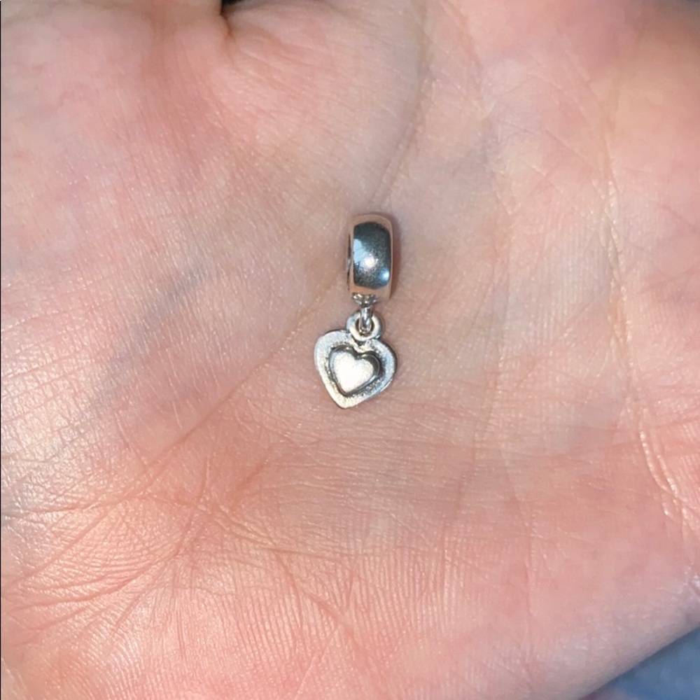 Silver dangle heart pandora charm